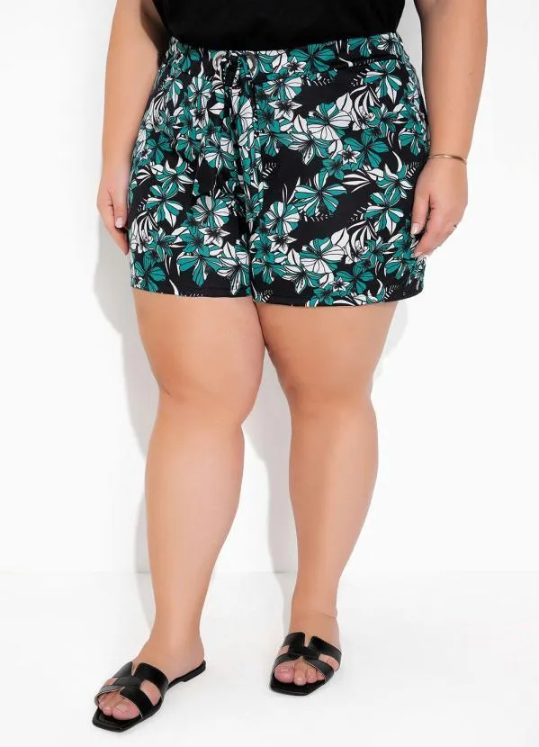 Short Floral com Ilhós e Amarração Plus Size Marguerite