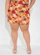 SHORT (FLORAL LARANJA) COM BOLSOS PLUS SIZE
