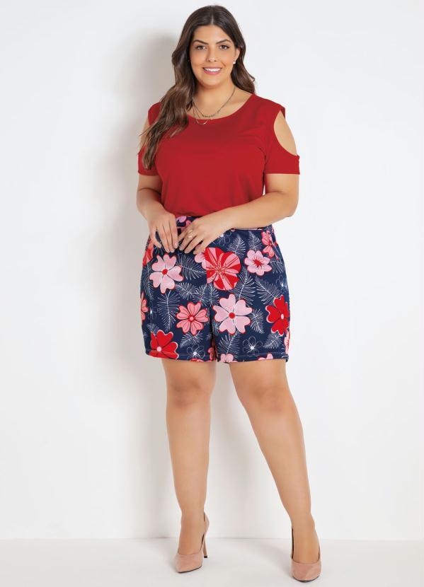 Marguerite - Short Floral Plus Size com Bolsos Decorativos 3