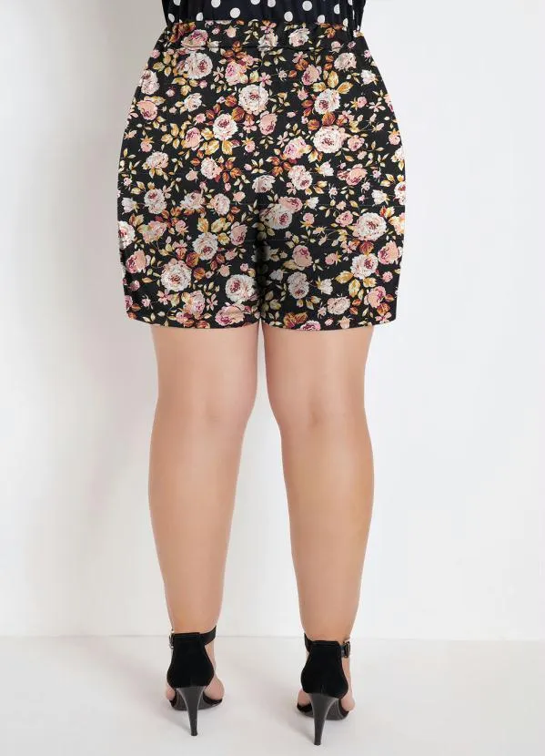 Marguerite - Short Floral Plus Size com Bolsos Decorativos 2