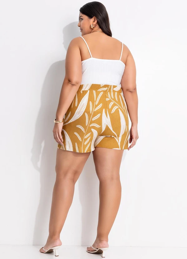 Marguerite - Short Folhagem Bege em Malha de Viscose 9