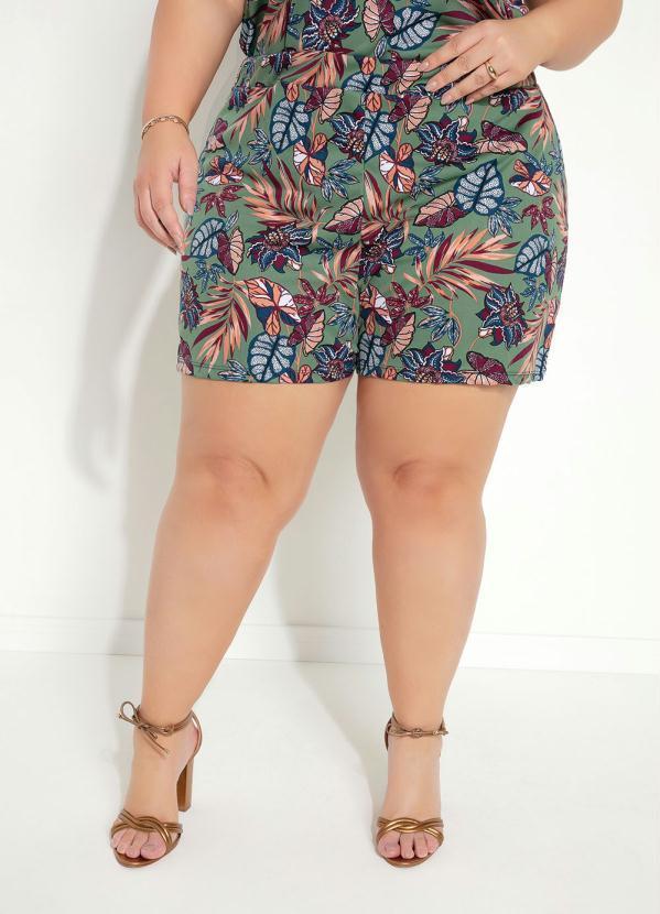 Short (Folhagem Verde) Bsico Plus Size