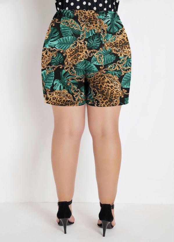 Marguerite - Short Folhas Plus Size com Bolsos Decorativos 2