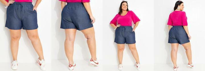 Short Jeans Azul Escuro em Jeans Leve