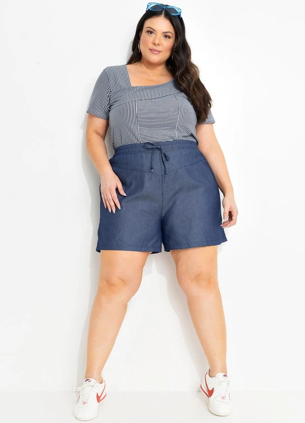 Marguerite - Short Jeans Azul Escuro em Jeans Leve 8