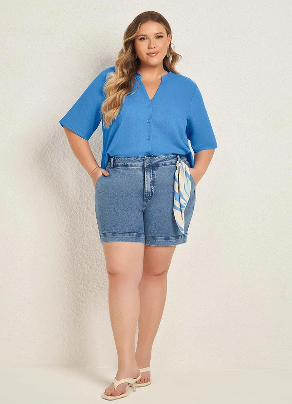 Lisamour - Short Jeans Cintura Alta Azul 2