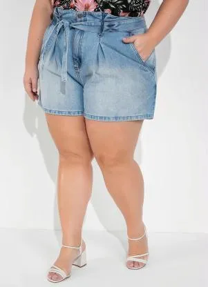 Marguerite - Short Jeans com Faixa Plus Size - MARGUERITE