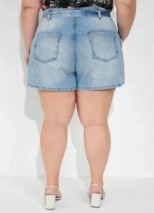 Marguerite - Short Jeans com Faixa Plus Size - MARGUERITE