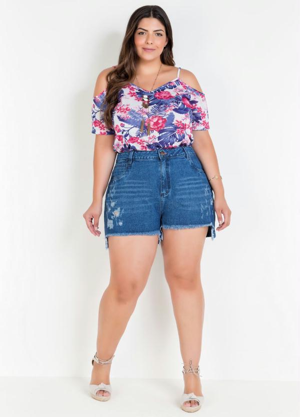 Marguerite - Short Jeans Escuro Destroyed Plus Size 3