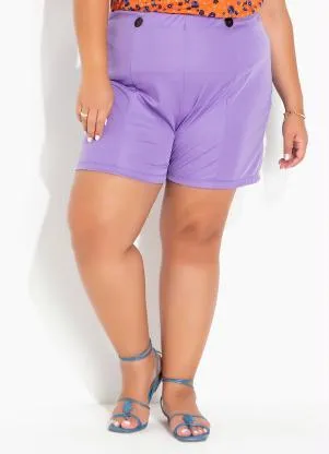Marguerite - Short Lilás com Botões e Recortes Plus Size - MARGUERITE