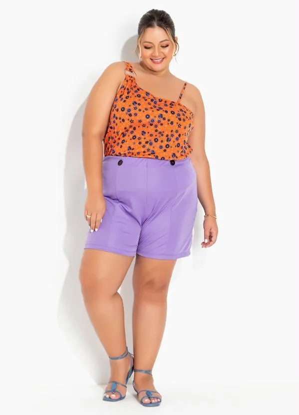 Marguerite - Short Lilás com Botões e Recortes Plus Size 3