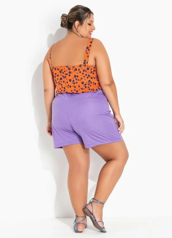 Marguerite - Short Lilás com Botões e Recortes Plus Size 4