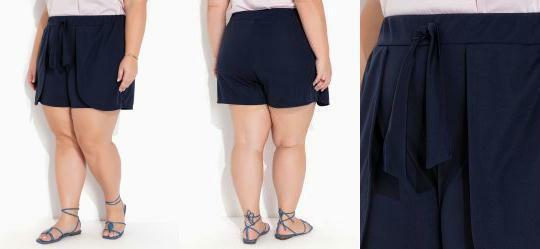 Short Marinho com Sobreposio Plus Size