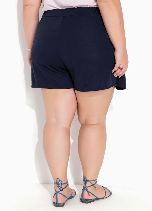 Marguerite - Short Marinho com Sobreposição Plus Size 2