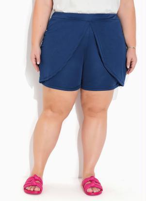 Short (Marinho) com Sobreposio Plus Size