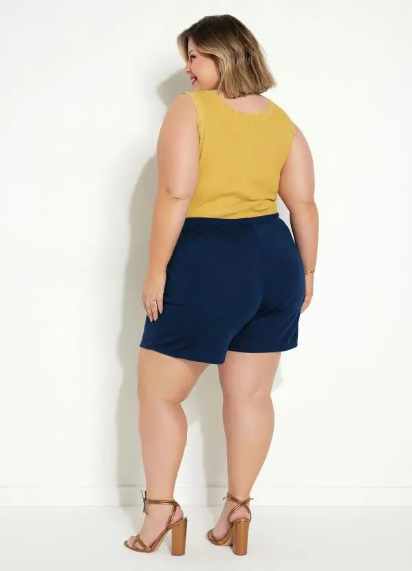Marguerite - Short Marinho Plus Size Marguerite com Amarração 8