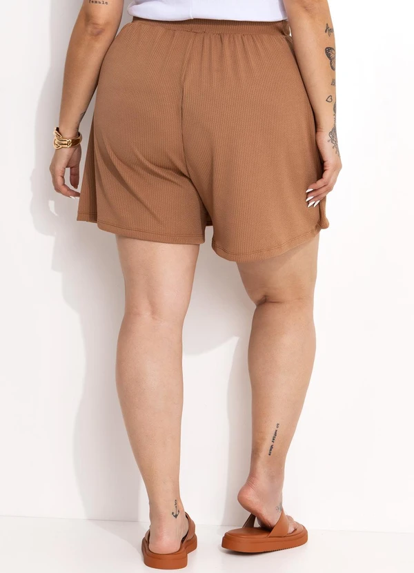 Marguerite - Short Marrom Claro em Malha Anarruga 2