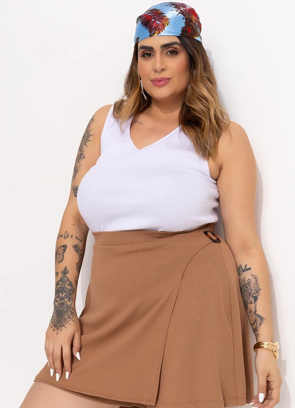 Marguerite - Short Marrom Claro em Malha Anarruga 7