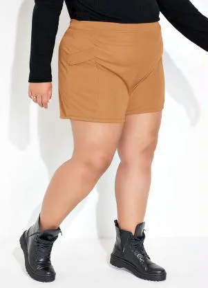 Marguerite - Short Marrom com Recortes nas Laterais Plus Size - MARGUERITE