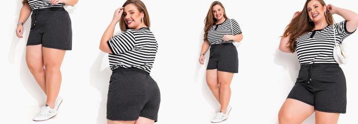 Short Mescla Escuro Casual em Malha