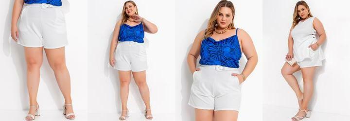 Short Off White em Malha Anarruga