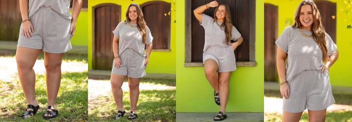 Short Off White em Tweed