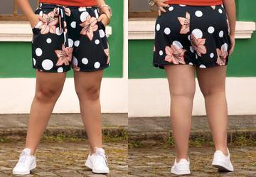 Short Po Hibisco em Malha