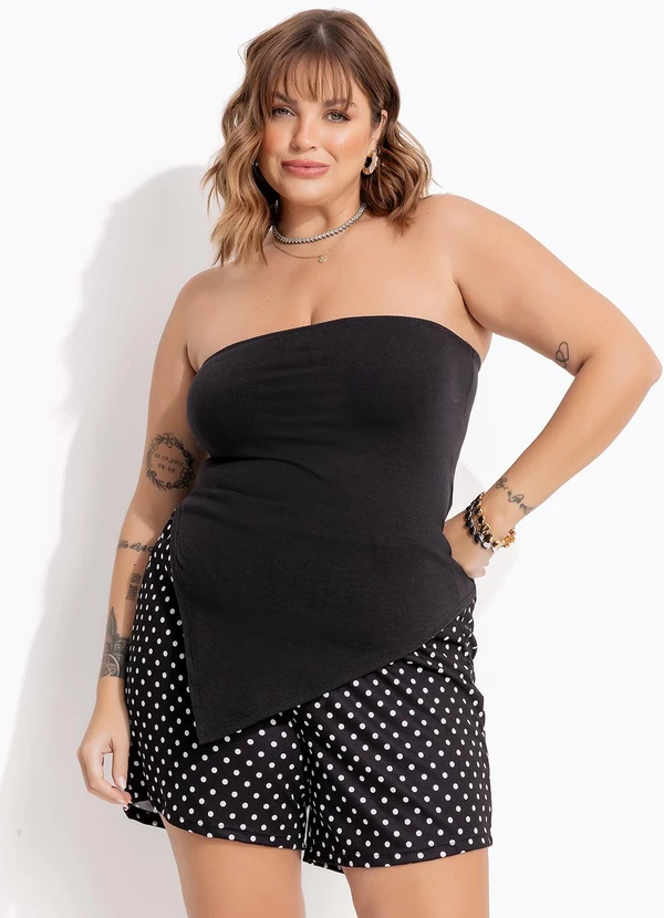 Marguerite - Short Poá Plus Size com Bolsos Decorativos 2
