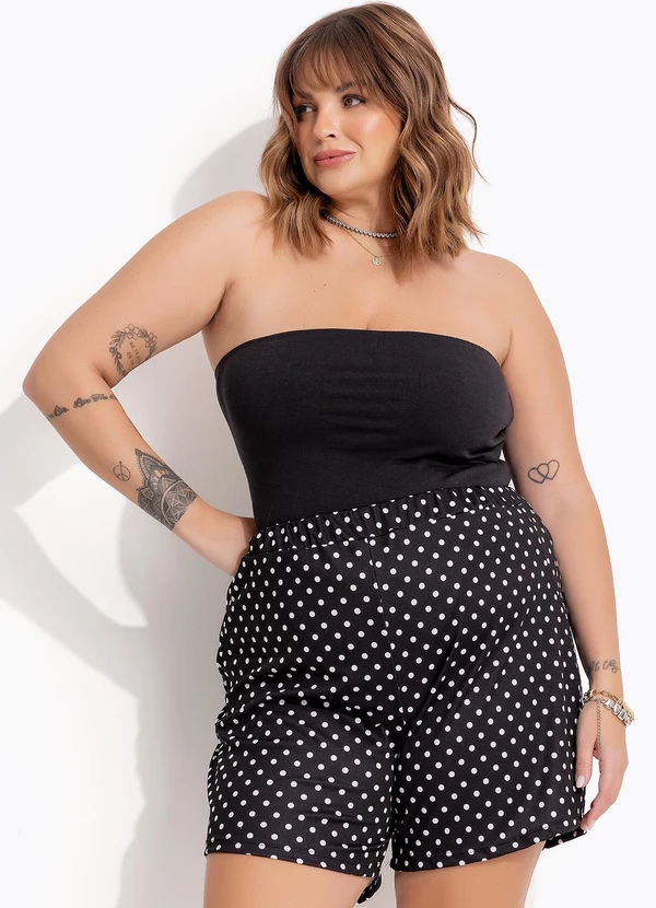 Marguerite - Short Poá Plus Size com Bolsos Decorativos 1
