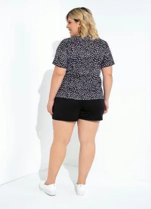 Marguerite - Short Preto com Babado Plus Size - MARGUERITE