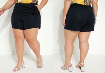 Short Preto com Bolsos Plus Size