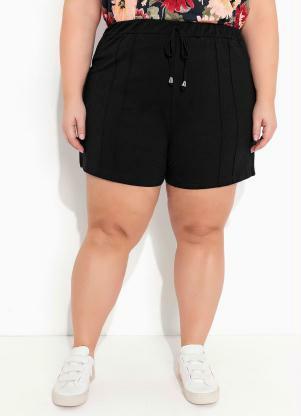 Short (Preto) com Vinco Duplo Plus Size Short (Preto) com Vinco Duplo Plus Size