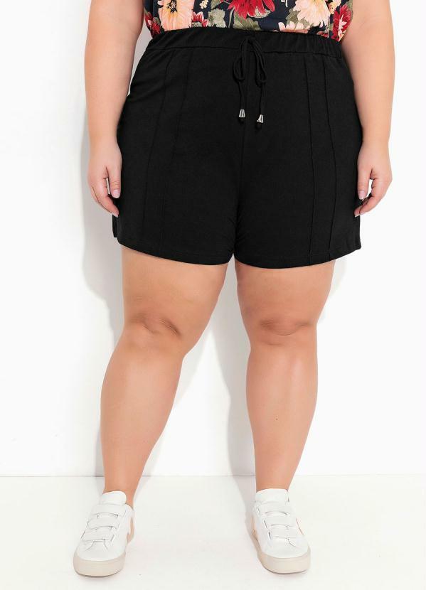 Short (Preto) com Vinco Duplo Plus Size Short (Preto) com Vinco Duplo Plus Size