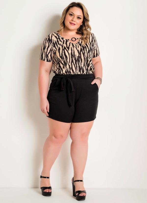Marguerite - Short Preto Plus Size com Amarração 3