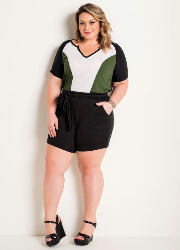 Marguerite - Short Preto Plus Size com Amarração 4