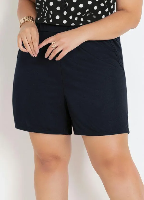 Marguerite - Short Preto Plus Size com Bolsos Decorativos