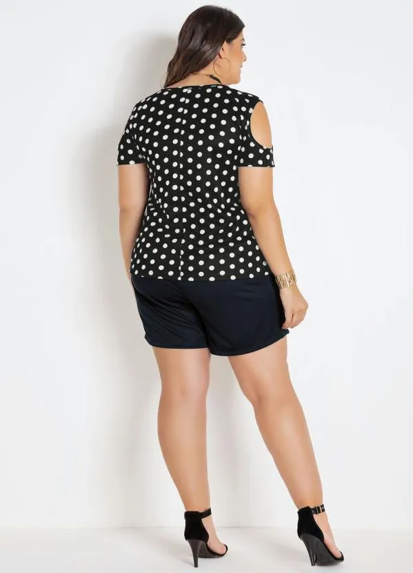 Marguerite - Short Preto Plus Size com Bolsos Decorativos 4