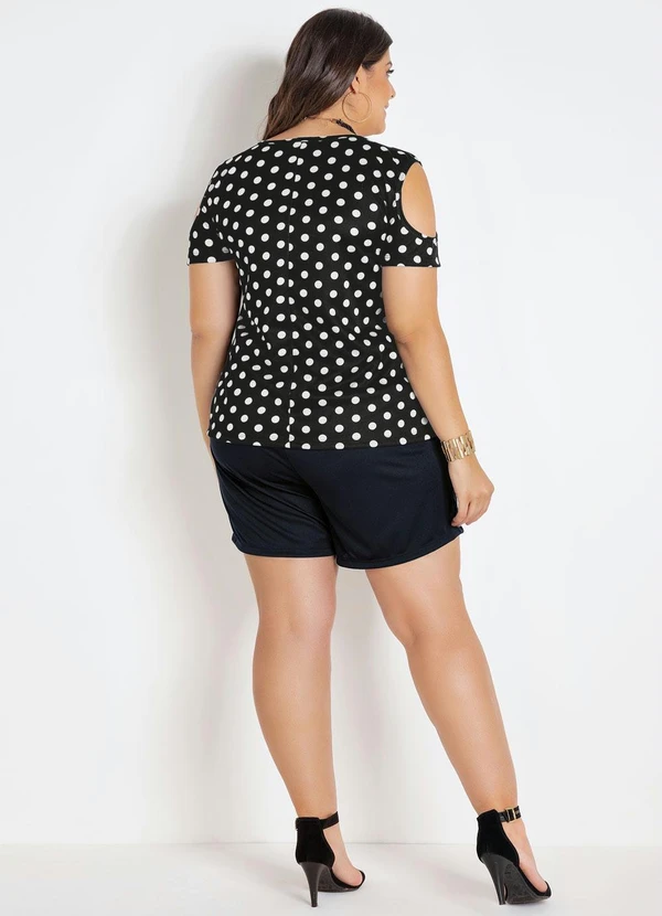 Marguerite - Short Preto Plus Size com Bolsos Decorativos 7