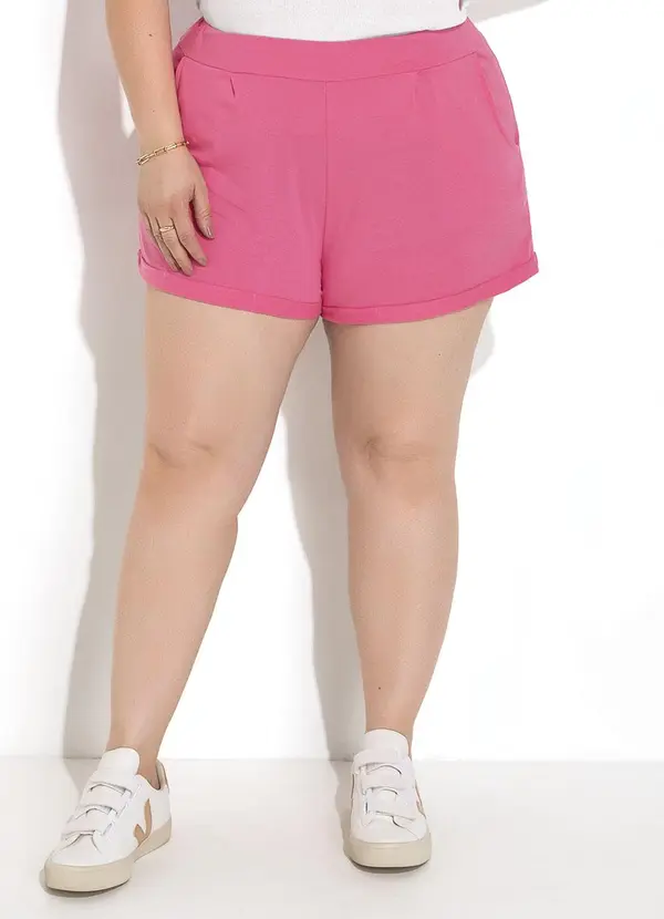 Marguerite - Short Rosa em Malha de Algodão