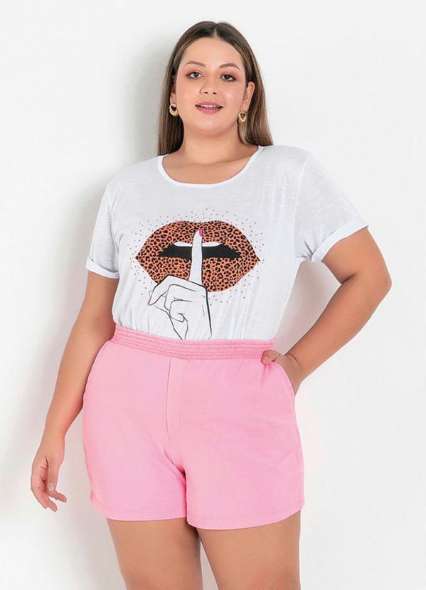 Short (Rosa Neon) com Bolsos Plus Size