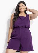 Short Roxo em Alfaiataria Two Way