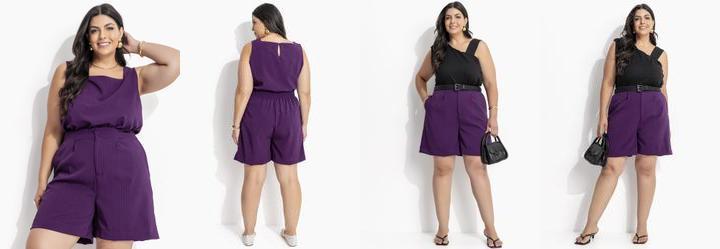 Short Roxo em Alfaiataria Two Way