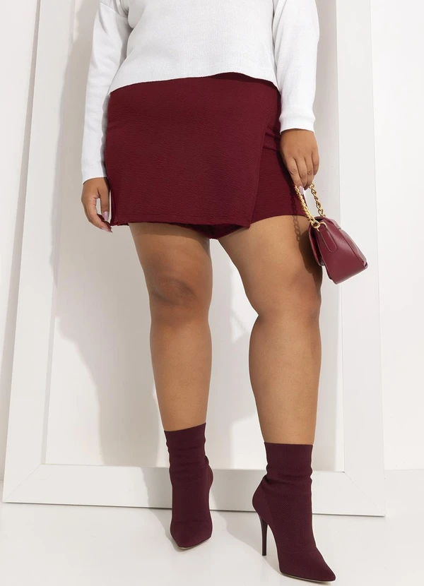 Marguerite - Short Saia Bordô em Malha Crepe 5