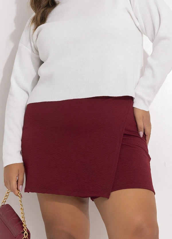 Marguerite - Short Saia Bordô em Malha Crepe 7