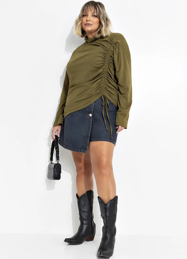 Marguerite - Short Saia  Jeans Preto em Jeans 10