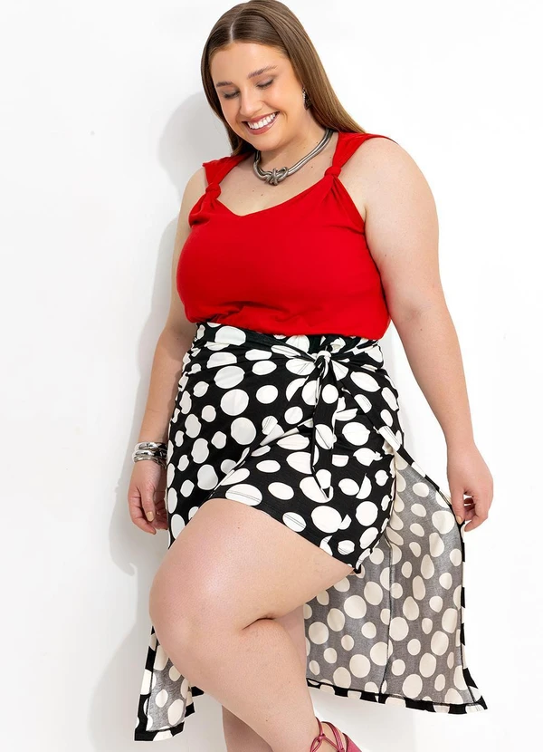 Marguerite - Short Saia Poá Preto Pareô 2 em 1 7