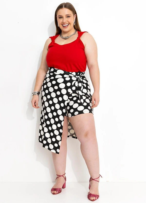 Marguerite - Short Saia Poá Preto Pareô 2 em 1 8