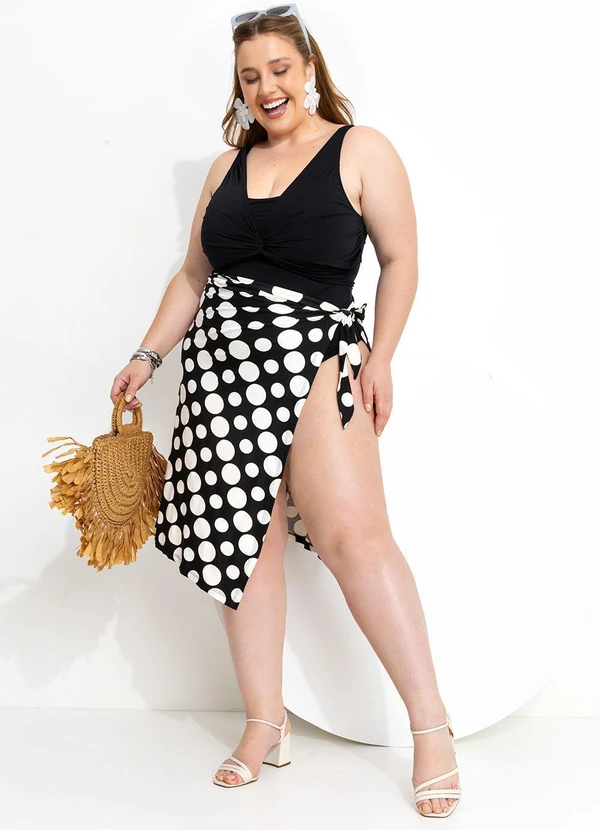 Marguerite - Short Saia Poá Preto Pareô 2 em 1 10