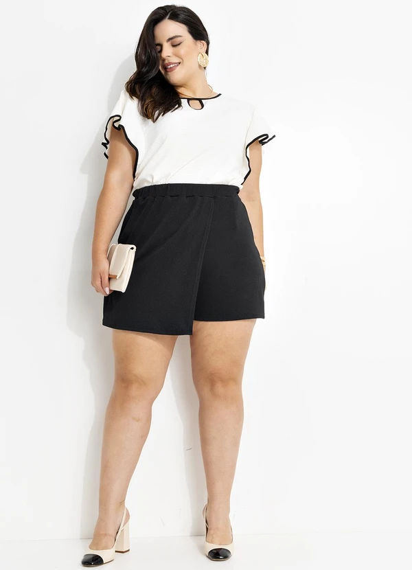 Marguerite - Short Saia Preto em Malha Crepe 3