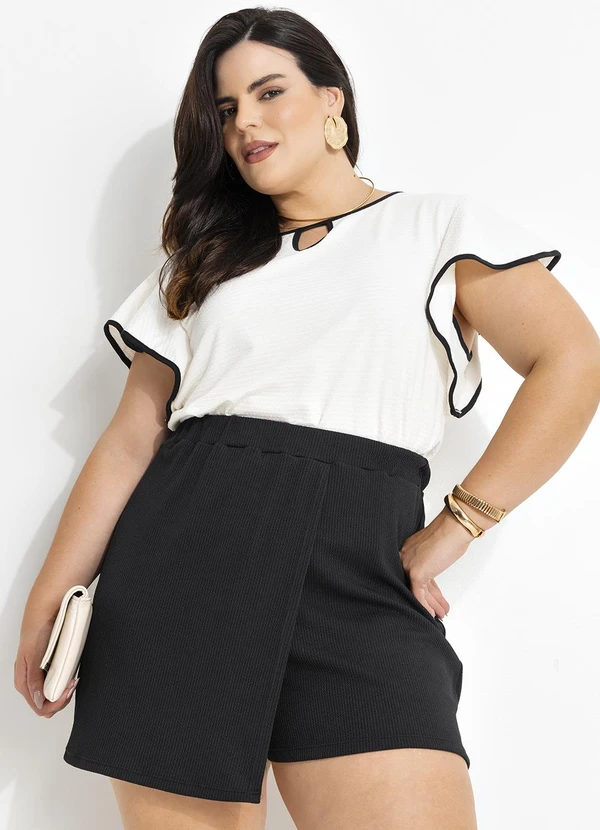 Marguerite - Short Saia Preto em Malha Crepe 6